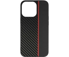 Tel Protect CARBON dėklas skirtas Apple iPhone 13 Pro Max juodos spalvos with red stripe