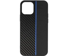 Tel Protect CARBON dėklas skirtas Apple iPhone 12 Pro Max juodos spalvos with mėlynos spalvos stripe