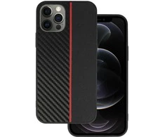 Tel Protect CARBON dėklas skirtas Apple iPhone 12 Pro Max juodos spalvos with red stripe