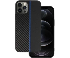 Tel Protect CARBON dėklas skirtas Apple iPhone 12 Pro Max juodos spalvos with mėlynos spalvos stripe