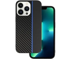 Tel Protect CARBON dėklas skirtas Apple iPhone 13 Pro juodos spalvos with mėlynos spalvos stripe