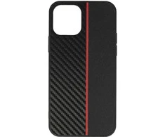 Tel Protect CARBON dėklas skirtas Apple iPhone 12 Pro Max juodos spalvos with red stripe