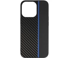 Tel Protect CARBON dėklas skirtas Apple iPhone 13 Pro Max juodos spalvos with mėlynos spalvos stripe