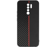 Tel Protect CARBON dėklas skirtas Xiaomi Redmi 9 juodos spalvos with red stripe