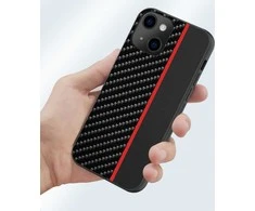 Tel Protect CARBON dėklas skirtas Xiaomi Redmi 10 juodos spalvos with red stripe