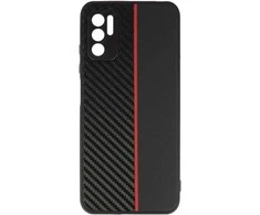 Tel Protect CARBON dėklas skirtas Xiaomi Redmi Note 10 5G juodos spalvos with red stripe