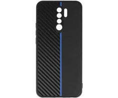 Tel Protect CARBON dėklas skirtas Xiaomi Redmi 9 juodos spalvos with mėlynos spalvos stripe
