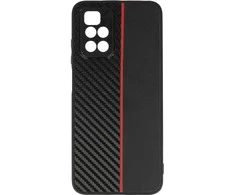 Tel Protect CARBON dėklas skirtas Xiaomi Redmi 10 juodos spalvos with red stripe