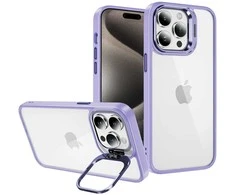 Tel Protect Kickstand dėklas + apsauginis stiklas kamerai (lens) skirtas Apple iPhone 15 Plus light violetinės spalvos