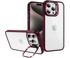Tel Protect Kickstand case + camera glass (lens) skirtas Apple iPhone 15 Pro burgundy