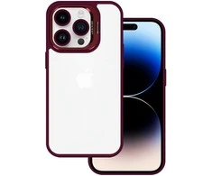 Tel Protect Kickstand dėklas + apsauginis stiklas kamerai (lens) skirtas Apple iPhone 14 Pro burgundy
