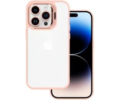 Tel Protect Kickstand dėklas + apsauginis stiklas kamerai (lens) skirtas Apple iPhone 11 Pro Max light rožinės spalvos