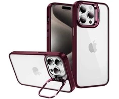 Tel Protect Kickstand dėklas + apsauginis stiklas kamerai (lens) skirtas Apple iPhone 14 Pro burgundy