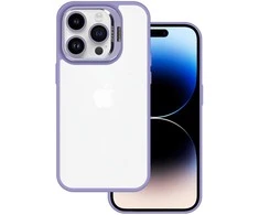 Tel Protect Kickstand dėklas + apsauginis stiklas kamerai (lens) skirtas Apple iPhone 15 Pro Max light violetinės spalvos
