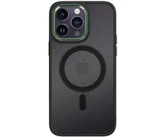 Tel Protect Magnetic Carbon dėklas skirtas Apple iPhone 15 Plus juodas-žalias