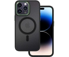 Tel Protect Magnetic Carbon dėklas skirtas Apple iPhone 15 Plus juodas-žalias