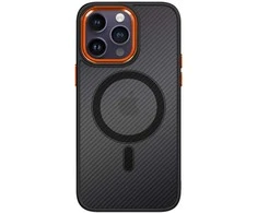 Tel Protect Magnetic Carbon dėklas skirtas Apple iPhone 15 Plus juodas-oranžinis