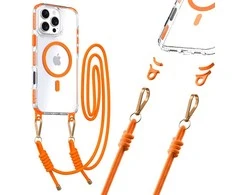 Tel Protect Strap Clear dėklas skirtas Apple iPhone 17 oranžinės spalvos