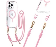 Tel Protect Strap Clear dėklas skirtas Apple iPhone 17 Pro rožinės spalvos