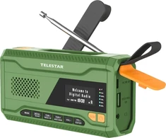 Telestar TOP NR.5 DAB+/FM Emergency Solar Radio with Flashlight and Charging Crank, Žalias