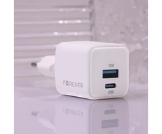 Telforceone Forever TC-08-30AC GaN PD QC charger 1x USB-C 1x USB 30W baltos spalvos