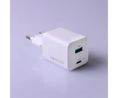 Telforceone Forever TC-08-45AC GaN PD QC charger 1x USB-C 1x USB 45W baltos spalvos