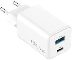 Telforceone Forever TC-08-45AC GaN PD QC charger 1x USB-C 1x USB 45W baltos spalvos