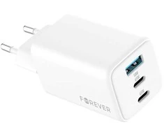 Telforceone Forever TC-08-65ACC GaN PD QC įkroviklis 2x USB-C 1x USB 65W baltos spalvos