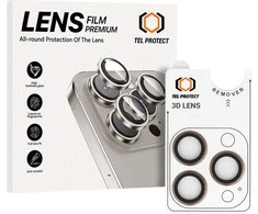Tempered glass Tel Protect 3D kameros apsauga skirta Apple iPhone 17 Pro/17 Pro Max titanium (lens 3 pieces)