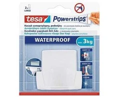 Tesa Dvigubas kabliukas Power-Strips, vandeniui atsparus, baltas
