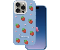 TFO Braškių dizaino dėklas iPhone 14 Pro / 15 Pro 6,1" mėlynas