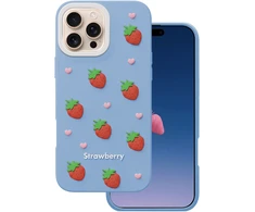 TFO Braškių dizaino dėklas, skirtas iPhone 16 Pro 6,3", mėlynas