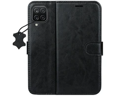 TFO Išmanusis „Luxe“ odinis dėklas, skirtas Samsung Galaxy A12 / M12, juodas