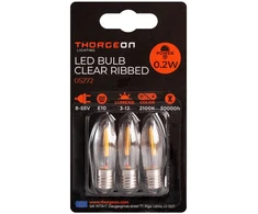 THORGEON LED lemputės E10 žemos įtampos 0.2W 8-55V, 0.2W 12lm, 2100K, 3vnt. Briaunuotos