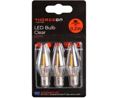 THORGEON LED lemputės E10 žemos įtampos 0.2W 8-55V, 0.2W 12lm, 2100K, 3vnt. skaidrios