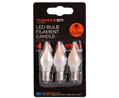 THORGEON LED lemputės E10 žemos įtampos 0.2W 8-55V, 0.2W 12lm, 2100K, 3vnt. žvakutės matinės