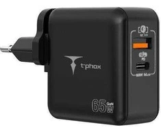 SIENINIS ĮKROVIKLIS T-PHOX MEGA T-PP09 GAN PD 65W USB/USB-C Juodas