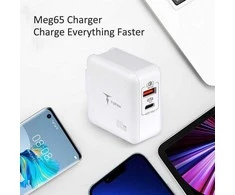 Tinklo įkroviklis T-PHOX MEGA T-PP09 GAN PD 65W USB/USB-C baltos spalvos