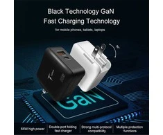 Tinklo įkroviklis T-PHOX MEGA T-PP09 GAN PD 65W USB/USB-C juodos spalvos