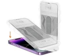 Topt Apsauginis stiklas Full Glue Easy-Stick Box skirtas Apple iPhone 16 Pro Juodas