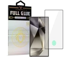 Topt Apsauginis stiklas HARD Full Glue 5D skirtas Samsung Galaxy S24 ULTRA Juodas (with fingerprint unlock)
