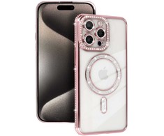 Dėklas Bling Magsafe Case for Iphone 15 pink