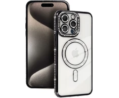 Dėklas Bling Magsafe Case for Iphone 15 juodas