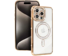 Dėklas Bling Magsafe Case for Iphone 15 auksinis