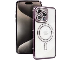 Topt Bling Magsafe Dėklas skirtas Apple iPhone 17 violetinės spalvos