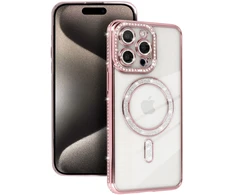 Dėklas Bling Magsafe Case for Iphone 15 pink