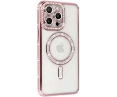 Topt Bling Magsafe dėklas skirtas Apple iPhone 15 Pro rožinės spalvos