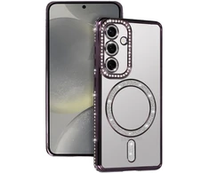 Bling Magsafe dėklas skirtas Samsung Galaxy S25 FE violetinė