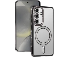 Dėklas Bling Magsafe Case for Samsung Galaxy S24 Ultra juodas