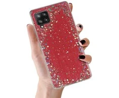 Topt Brilliant skaidrus dėklas skirtas Samsung Galaxy A42 5G raudonos spalvos